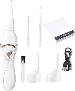 Gentle - Herramienta de eliminación de oído limpio, removedor de cera eléctrico con cuchara de limpieza de luz LED, bajo ruido, carga USB, pala suave y cómoda para niños, color blanco