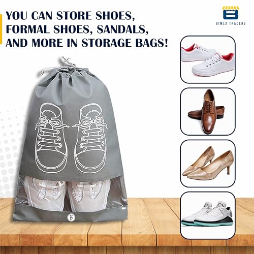 Image of Btag Shoe Bag for Travel & Storage | Water-Resistant Shoe Organizer for Men & Women | Portable, Foldable Shoe Cover for Luggage & Closet | Travel Accessories for Footwear Protection (Grey,Pack of 6)