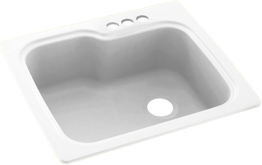 White Matte Solid Surface Single Bowl Kitchen Sink