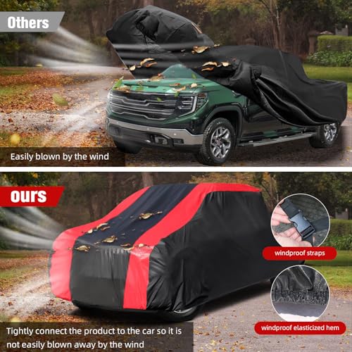 Image of 6-Layer Car Cover Waterproof All Weather for Automobiles,Universal Fit for Truck,Outdoor Full Cover Rain Sun UV Protection with Zipper Cotton,Fit Truck-Length(211 inch to 229 inch)