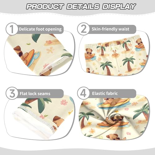Surfboard Dog Palm Tree Girls Leggings Soft Stretch Workout Yoga Dance Pants for Kids Casual Tights3