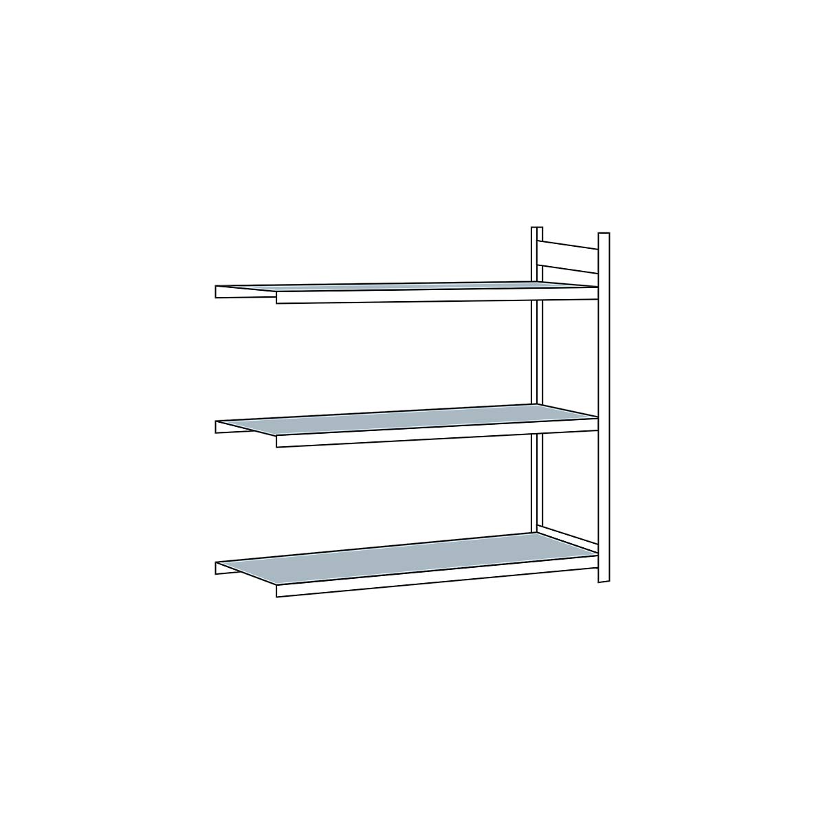 Estantería Base de Gran tensión WS 2000 con estantes de Acero, 2000 x 2000 x 800 mm (Alto x Ancho x Profundidad), galvanizado, 3 Niveles, Carga de 400 kg, Carga en Campo 1200 kg