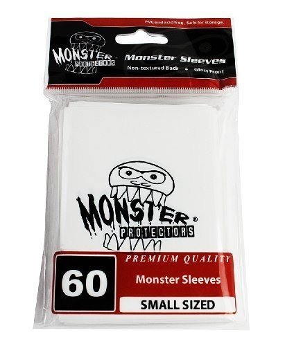 MONSTER PROTECTORS Sleeves Sleeves - Smaller Size Gloss Finish w/Logo - White (Fits Yugioh and Other Smaller Sized Gaming Cards)
