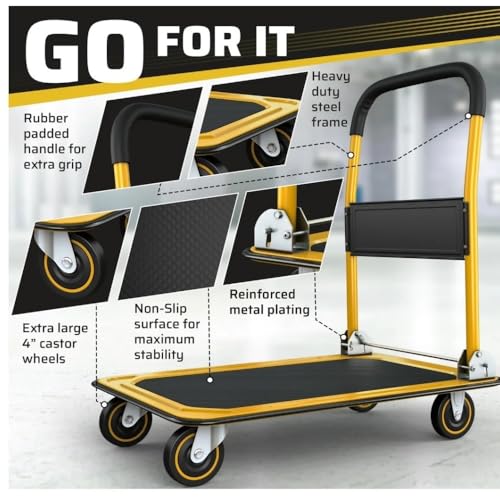 Carro plegable de plataforma con ruedas resistente miniatura 3