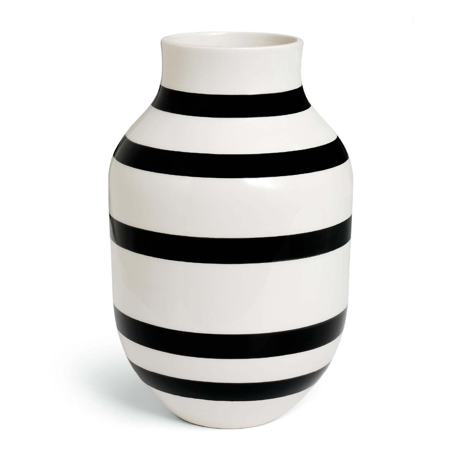 Kähler Vase H31 cm Omaggio Original Design with Hand-Painted Stripes, Black