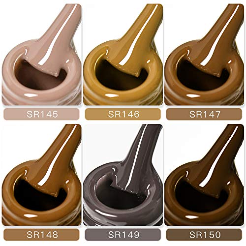 MEET ACROSS Braunes Gel-Nagellack-Set - 6 Stück Nude Grey Autumn Winter Gel Polish Kit UV LED Soak Off Gel Polish Herbst… – Bild 3