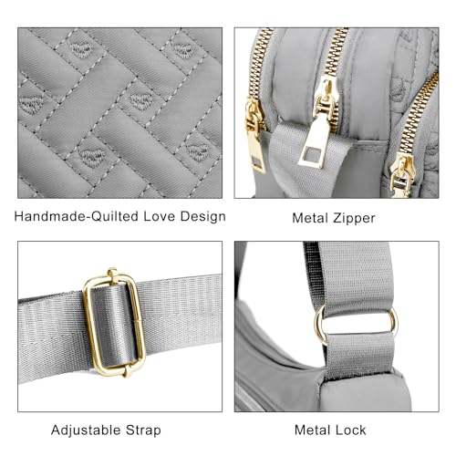 Image of Medium Nylon Crossbody Bags for Women Trendy Crossbody Purses Travel Large Cross Body Bag Quilted Purse
