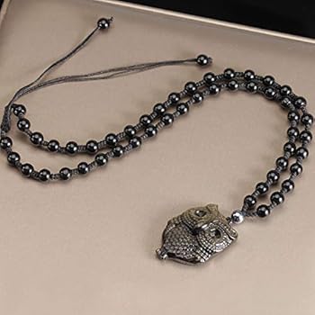 RICHARD-911 Collar Colgante Dije De Búho Lechuza De Obsidiana Joyería