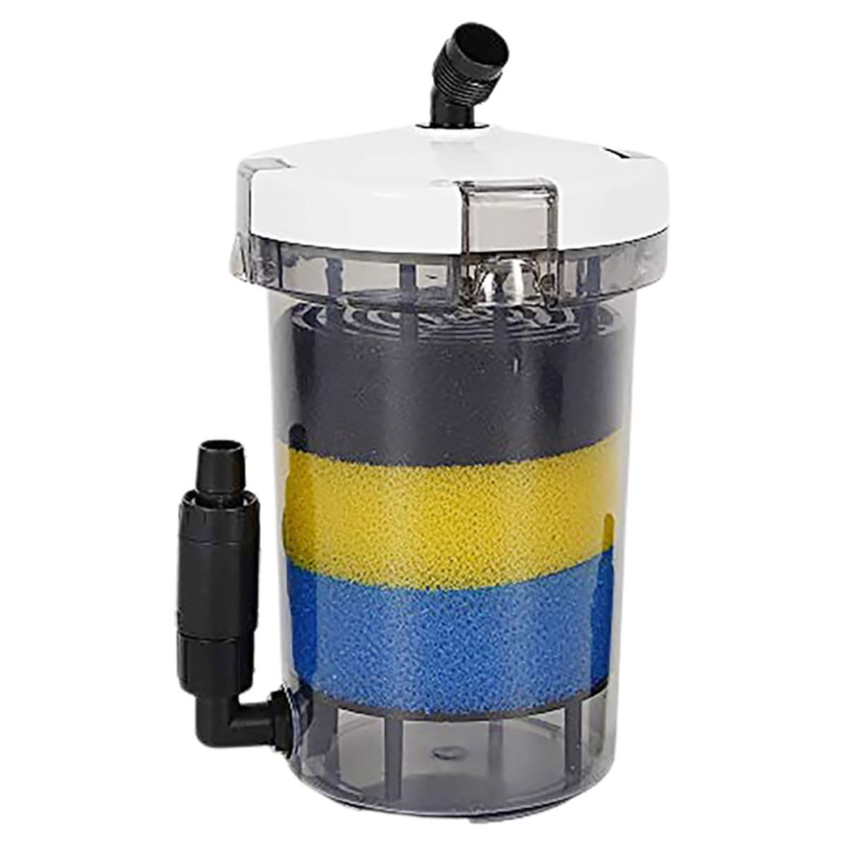 Kichvoe Externer Aquarium Filter aus Kunststoff Rund mit 16mm und Auslass Leiser Filterkasten für Frontgrasbecken und Aquarium Praktische Sichere Aquariumbox