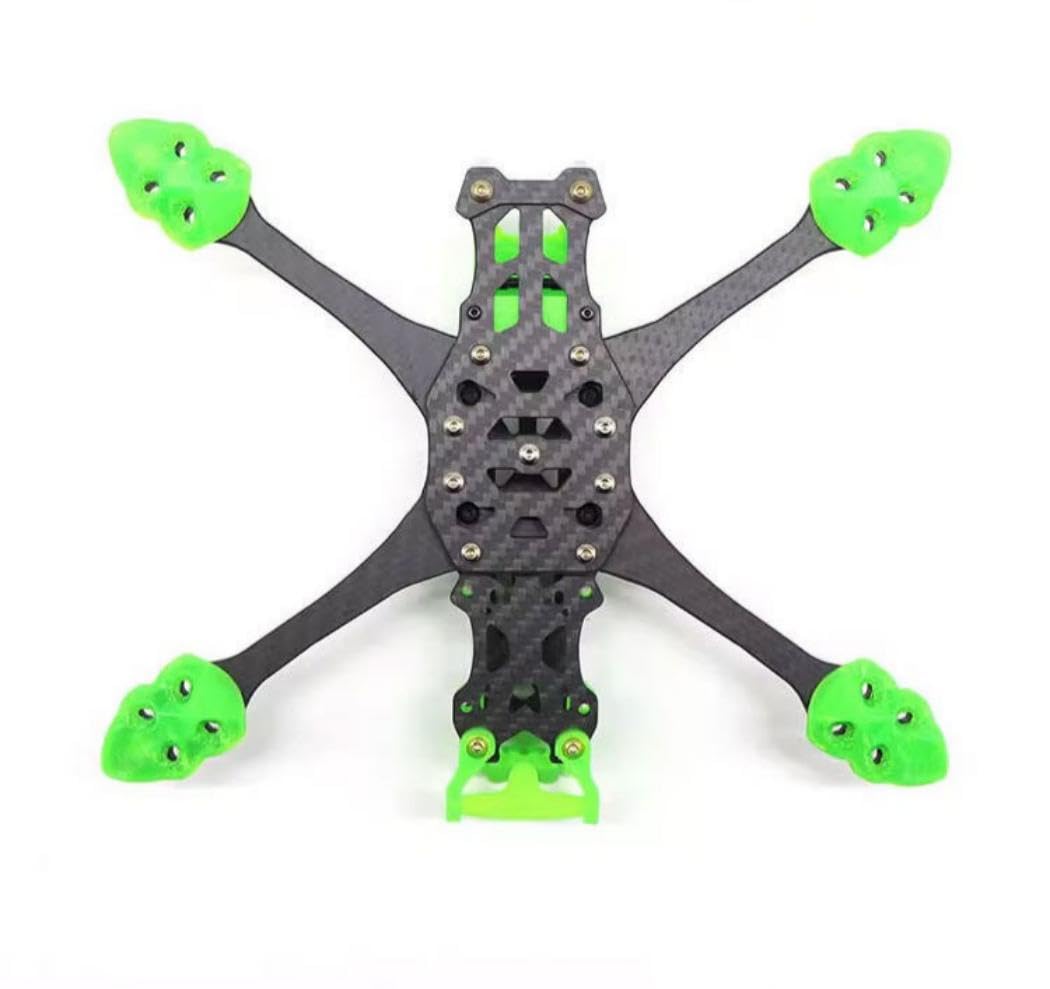 MARK5 O4 PRO 12,7 cm 225 mm breites X-Typ-Kohlefaserrahmen-Set mit 5 mm dickem Arm für FPV Freestyle Langstrecken-Renndrohne Quadcopter DIY-Teile (grün)