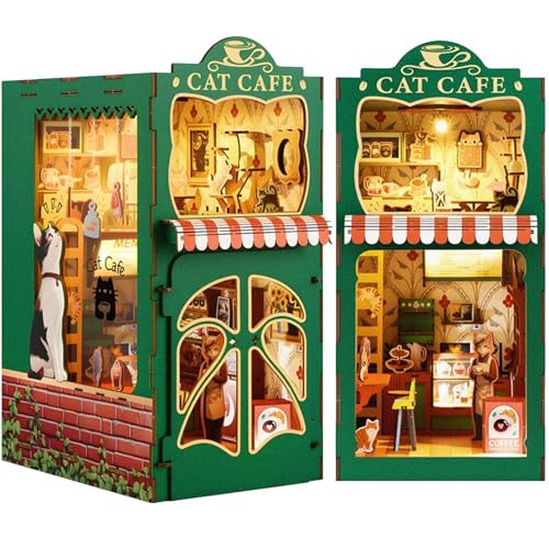 Book Nook Kit,DIY Miniature House Kit for Adults, Teens and Beginners, Dollhouse Booknook Cat Cafe...