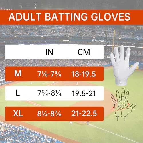 Image of HANDLANDY Baseball Batting Gloves for Adult Youth, Grip Breathable Softball Batting Gloves Fit Men Kids Boys Girls