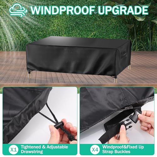 Funda para Muebles de Jardín Exterior, 180x120x74cm Funda Mesa Exterior, 420D Oxford Fundas Terraza con Salidas de Aire, Anti-UV, Rectangular Cubre Mueble Jardin para Mesas Sillas Sofás Mobiliario - imagen 3