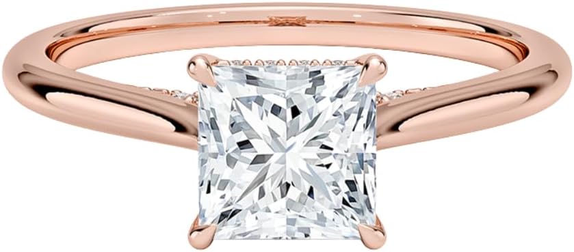 1 Carat Moissanite Diamond Engagement Ring 10k 14k 18k Gold & 925 Sterling Silver Dawn Hidden Halo Moissanite Ring Christmas Gift For Her