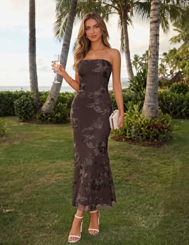 Image of MEROKEETY Women's Summer Floral Wedding Guest Cocktail Maxi Dress