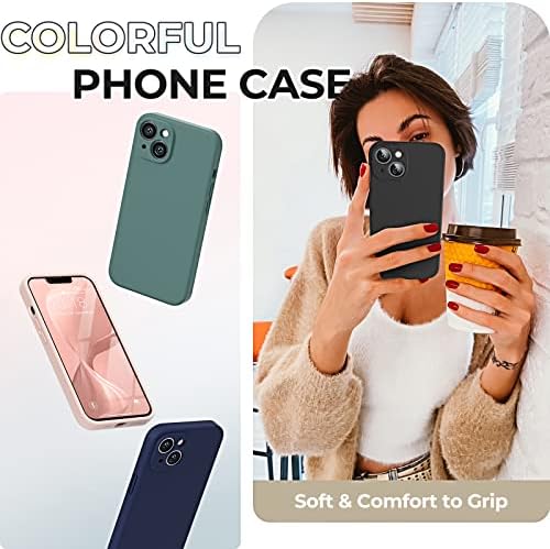 GOODVISH [3 in 1 Designed for iPhone 14 (6.1") Liquid Silicone Case 2022 [Upgraded Camera Protection], with 2 Pack Screen Protector, Shockproof, Anti-Scratch Gel Rubber Slim Phone Cover, Black