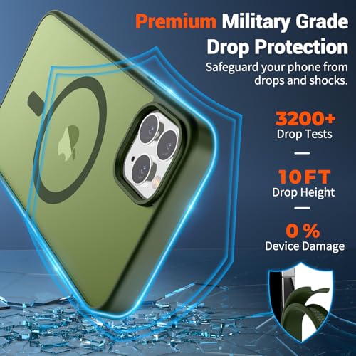 Image of SUPFINE Magnetic for iPhone 11 Pro Max Case Cangling Green | (Compatible with MagSafe)(Military Grade Drop Protection)Shockproof Translucent Matte Phone Cover
