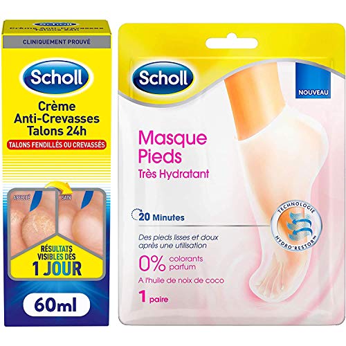 SCHOLL Crème Anti-Crevasses Talons + Masque Pieds Hydradant huile de coco