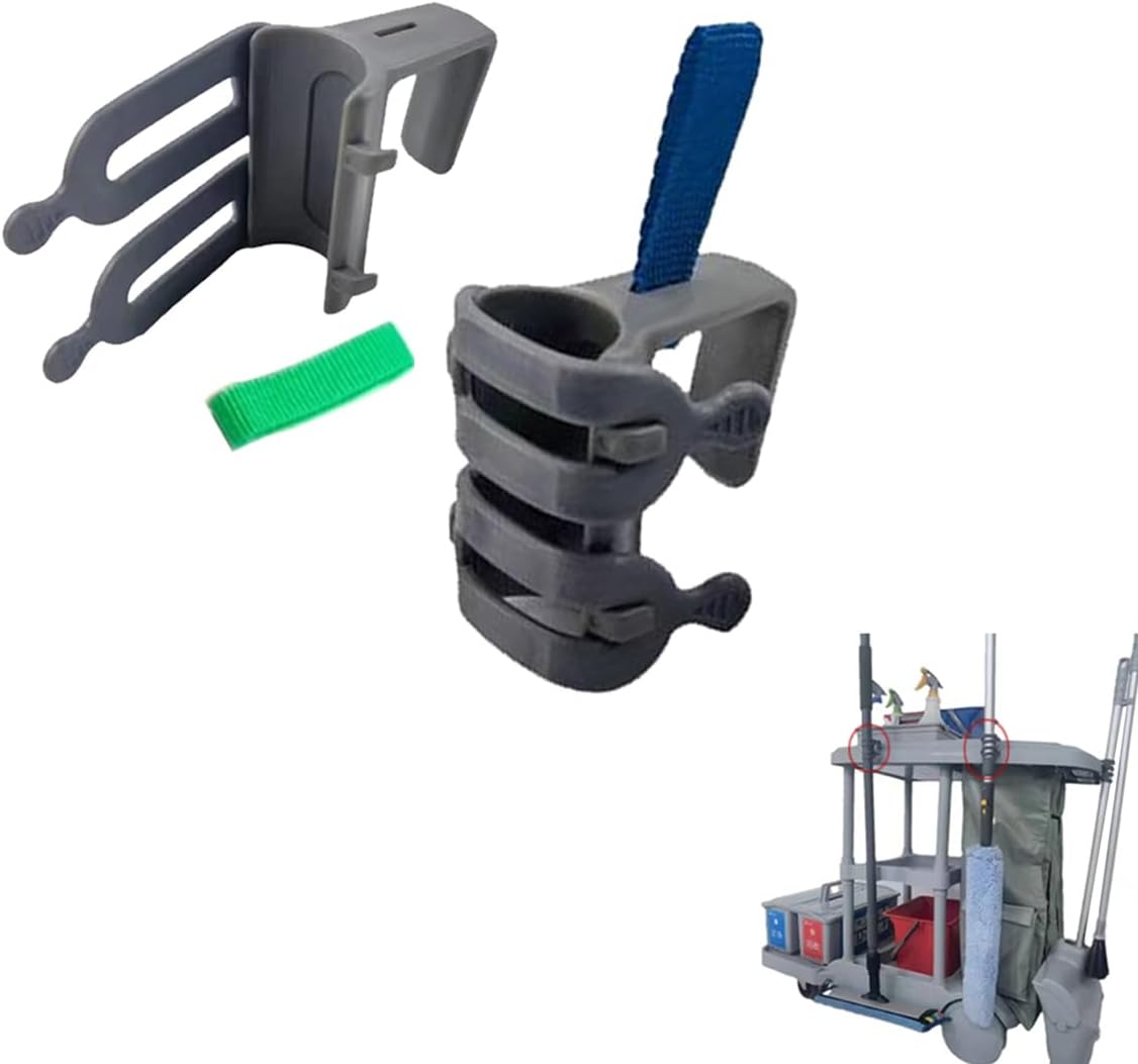 Broom and Mop Organizer for Cleaning Cart Janitor Cart Housekeeping Cart Utility Cart Wall Mount Broom Holder with Hooks Tool Holder for Garage Garden Mop Holder Wall Mount for Home Kitchen Bathroom