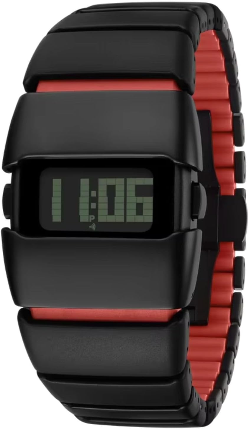 WiseWalker® Unisex GenZ Luxury Style Digital Gold Watch Unique Band with LED Display Digital Watch | Retro Digital LED Watch Black Display Screen Modern Fashion Timepiece | Wristwatch For Men and Women