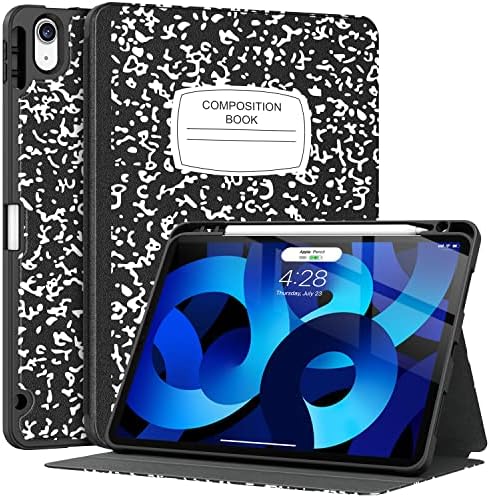 Supveco for iPad Air 5 Case/ipad Air 4 case with Pencil Holder-[Support Pencil 2nd Gen+Auto Wake/Sleep],Slim Lightweight Soft TPU Back Cover for iPad Air 5th/4th Gen 10.9 Inch 2022/2020 -Book
