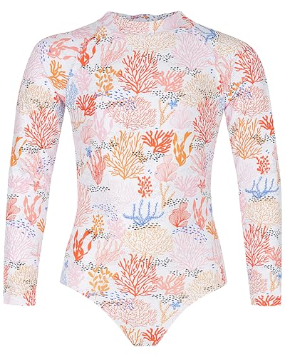 Image of One Piece Girls Swimsuit Long Sleeve UPF 50+ Rash Guard with UV Protection