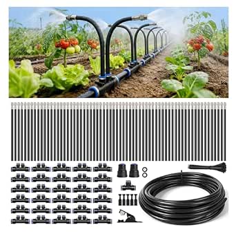 100Ft 1/2" High-Flow Drip Irrigation System with Adjustable Nozzles