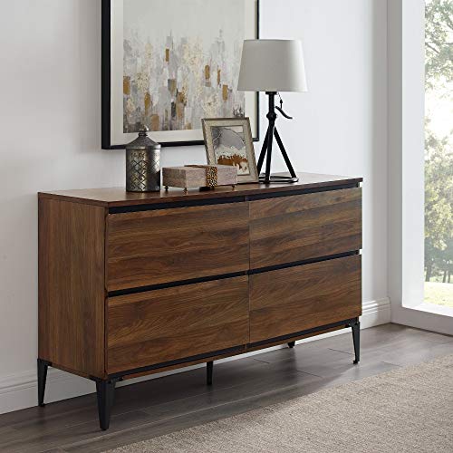 Walker Edison Furniture Company 4-Drawer Storage Urban Dresser, 52, Dark Walnut