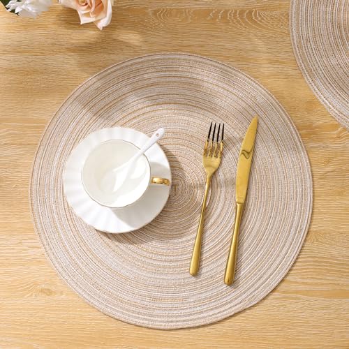image for SHACOS Round Braided Placemats Set of 8 Cotton Fabric Round Table Mats