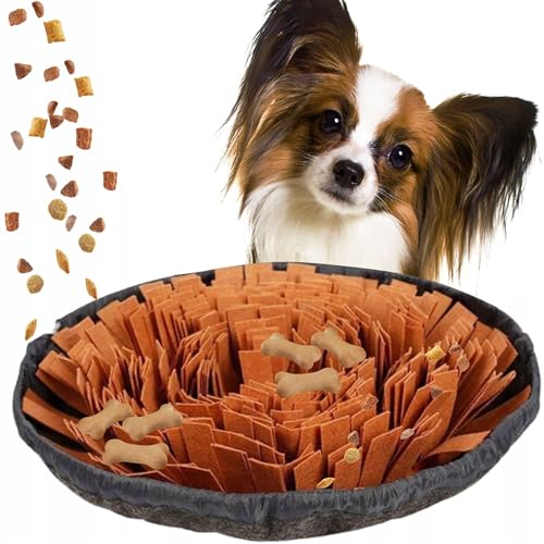 Rea, PuppyJoy Schnüffelteppich für Haustiere Pj-095 Orange Grey, Mentale Auslastung & Spielspaß für Hunde und Katzen - 48X48X10CM