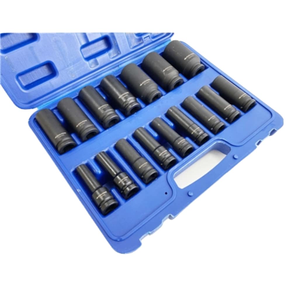 Toolzone Impact Deep Socket Set 16Pc 1/2" Drive Metric Long Reach 10-32mm Rail Ss244 from B&Q