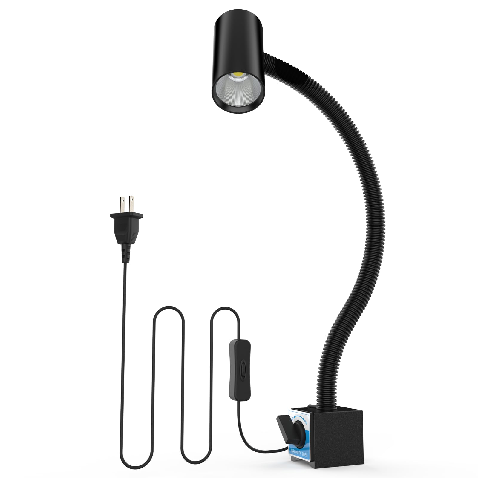 Magnetic Work Light, 1540 Lumens Led Machine Light with Strong Magnetic Base, Flexible Gooseneck Magnetic Lamp for Lathe and Drill Press, 14W 120V