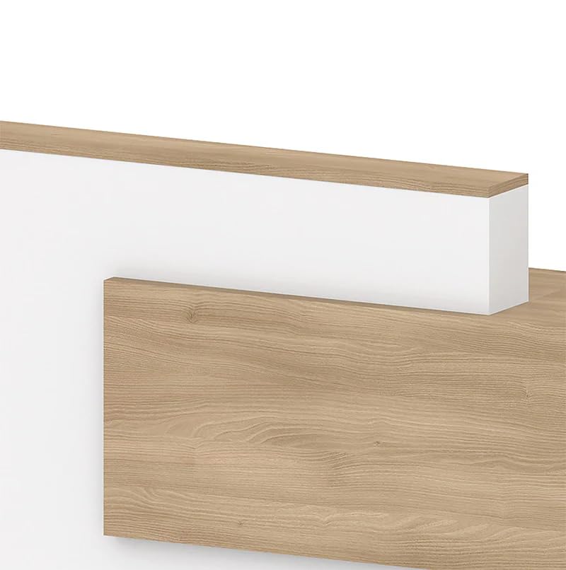 Image of Desk for Office, Salon, Hotel, Spa, Boutique, Studio & Commercial Lobby, Modern White Reception Counter Table with Wooden Frame for Front Office - (RCT-35 LPB L6W2)