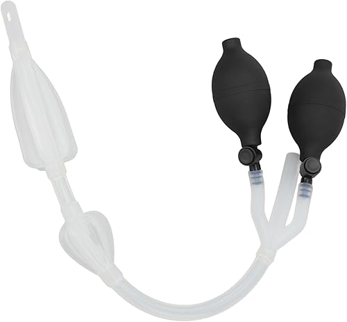 Luqeeg Kit de bulbo de enema de silicona, bombilla de ducha de enema de silicona, aberturas laterales dobles, sistema de enjuague de doble bombilla