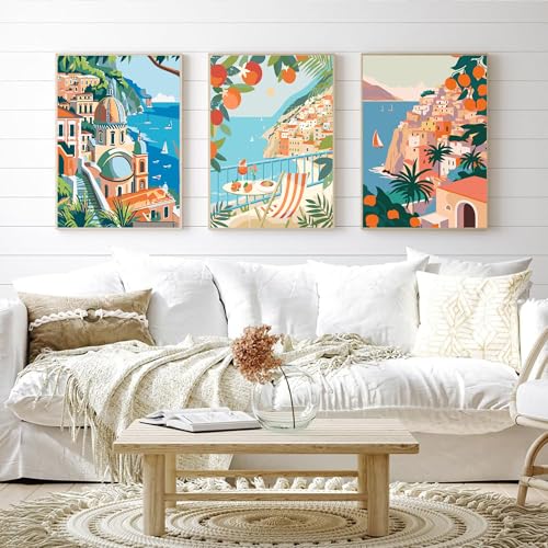 Image of cupmod 6 Packs Scenery-Cityscape Paint by Numbers Kit for Adults,DIY Watercolor Acrylic Oil Painting Landscape Paint by Numbers Kits on Canvas,Adults Paint by Numbers Kits for Home Decor 9.8x12.8inch
