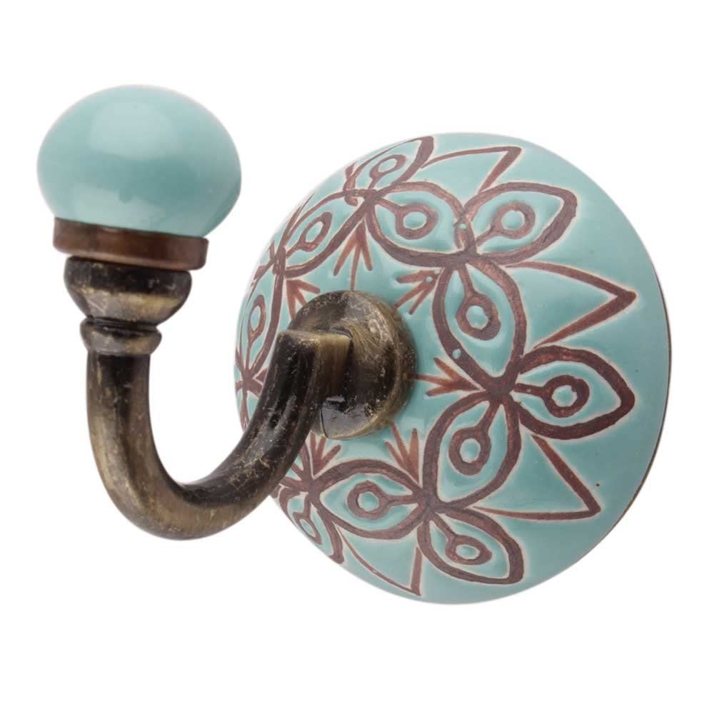 FITHOME Utility Hooks Key Holders Wall Hanging Clothes Mount Hat Mug Utensils Bathroom (Ceramic_Green_2.25 Inches)-1 Piece