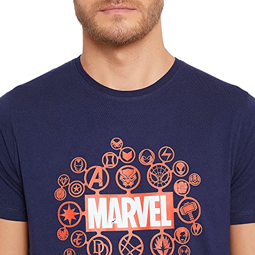 Image of Marvel Avengers by Wear Your Mind Men Round Neck Short Sleeves Knitted T-Shirt