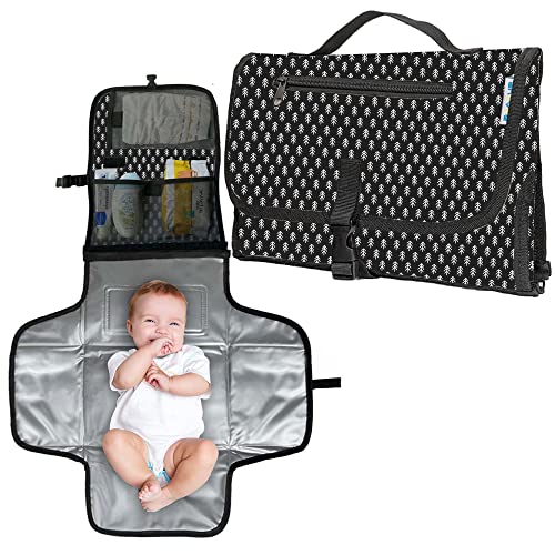 Enovoe Portable Diaper Changing Pad For Baby - Convenient, Durable, Waterproof Travel Changing Mat With Built-In Head Pillow For Your Infant - Black Arrow Design #TOP16