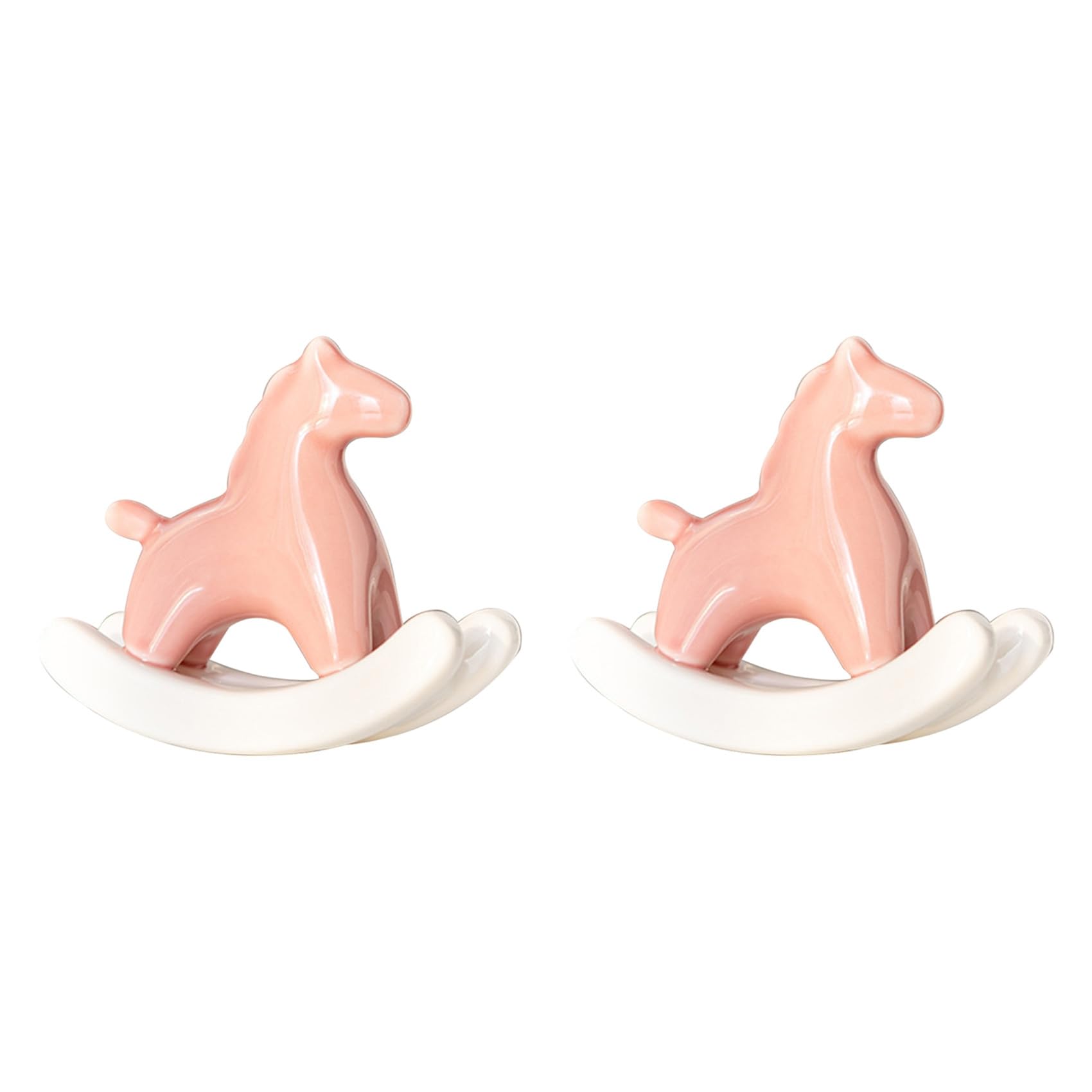 Hndhbfgrt 2X Ceramic Rocking Horse Statue for Home, Modern Art Sculpture Aesthetic Figurine Desktop Ornament,B