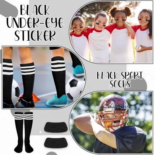 Image of Panitay 2 /12 /16 /24 Pairs Softball Soccer Socks Glitter Eye Black Stickers Team Spirit Accessories for Youth Women Sport Wear
