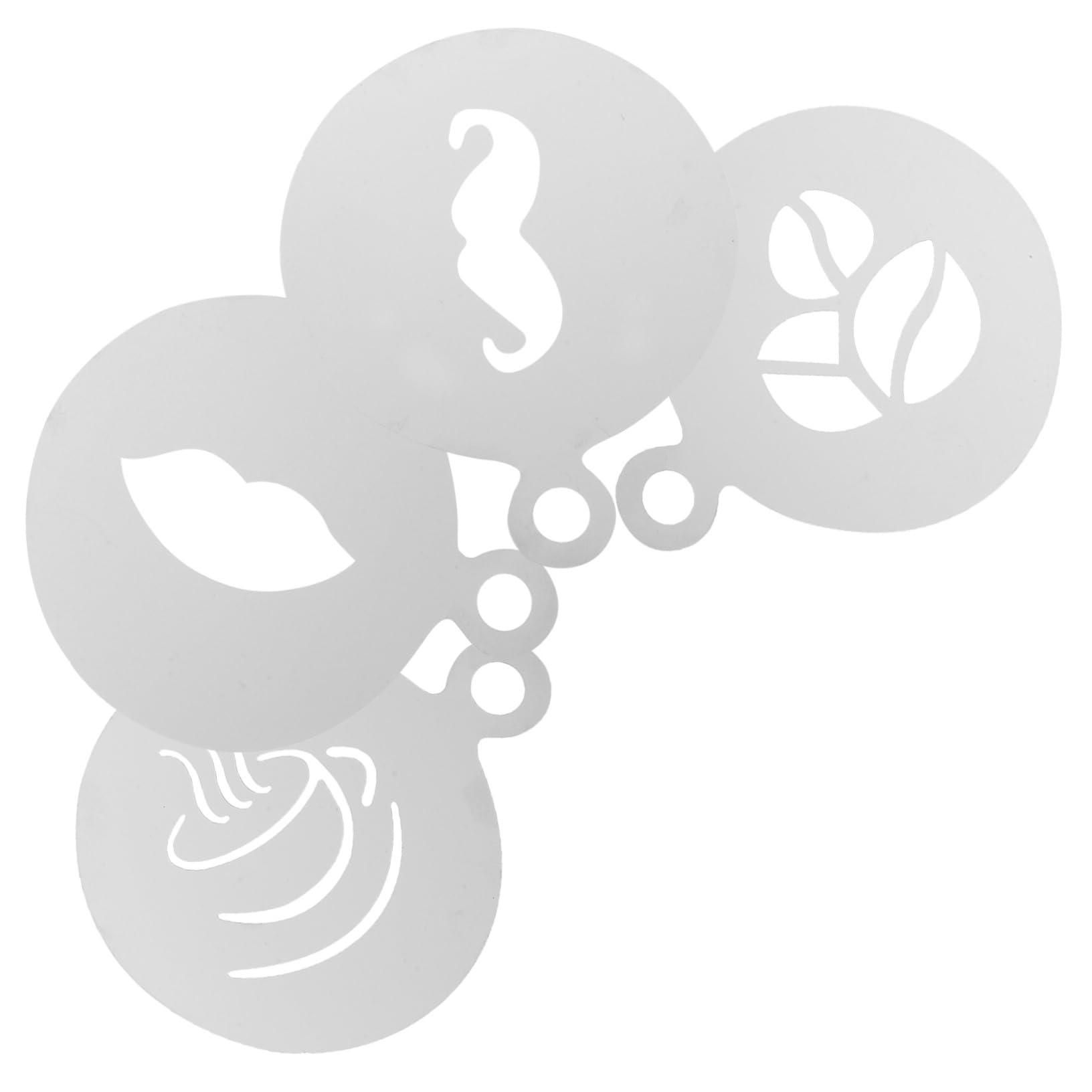 LALADEFIEE 4Pcs Stainless Steel Latte Art Stencils Reusable Templates for Oatmeal Cake and Coffee Decorating for Home Cafes and Creative Expression