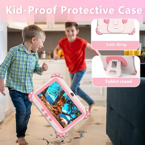 Image of Kids Tablet 7 inch Tablet for Kids Wifi Kids Tablets 32G Android 10 Dual Camera Educational Games Parental Control, Toddler Tablet with Kids Software Pre-Installed Kid-Proof YouTube Netflix (Pink)