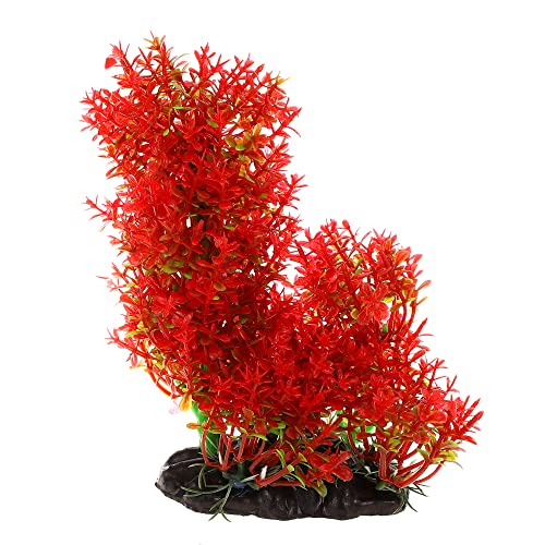 VOCOSTE 1 Stück Aquarium Kunststoff Pflanzen Künstliche Wasserpflanze für Aquarium Landschaft Dekoration Rot 6.3'