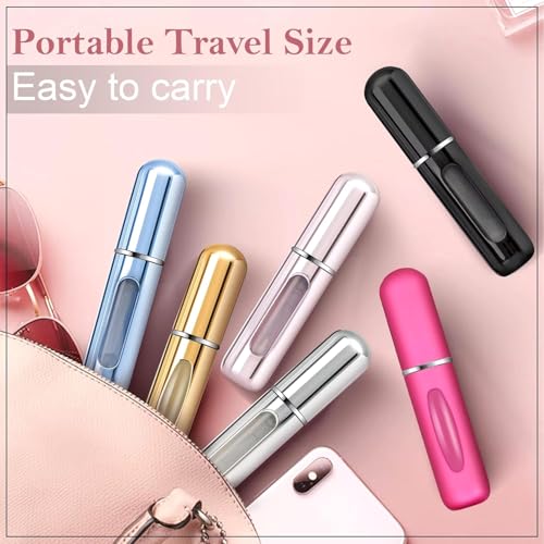 Image of PACK OF 04 Mini Perfume Refill Bottle 5ml, Portable Refillable Perfume Atomizer Spray Bottle for Travel, Leakproof Pocket Size Fragrance Dispenser for Men & Women, 5ml (Multicolour)