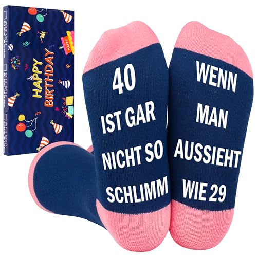 Belloxis 40 Geburtstag Frauen 40. Geburtstag Frauen Geschenk 40 Geburtstag Frau Geschenk zum 40 Geburtstag Frau Socken Damen 39-42 Stoppersocken Damen Baumwollsocken