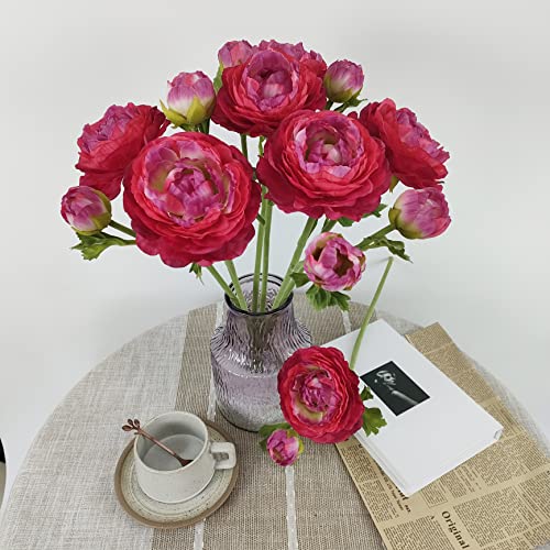 Atfl Ranunculus Artificial Flowers,6 Pcs Faux Ranunculus Flowers With Real Touch Stem,Artificial Ranunculus Flowers,Silk Ranancolus Bouqurt (Red And Purple) #TOP7
