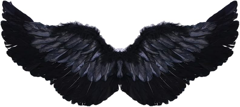BENBOR Costume Party Accessories Lightweight Fabric Wings Kids Angel Girls Princess Adjustable Feather Fairy Cosplay Stage Performance Prop for Halloween Black
