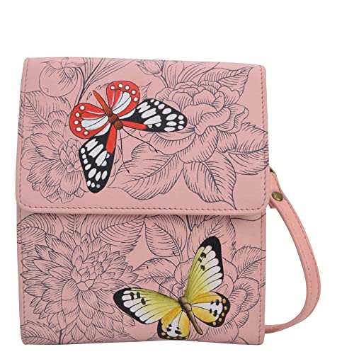 Anna by Anuschka Women’s Hand-Painted Genuine Leather Flap Organizer - Butterfly Garden