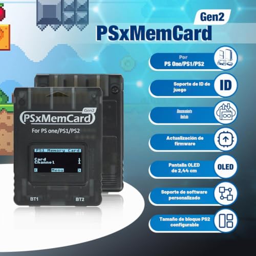 Tarjeta de memoria BITFUNX PSxMemCard Gen2 con microSD de 8 GB para consolas PS1 3