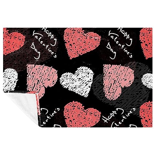 Couverture douce cœurs 150x100 cm pour lit et canapé